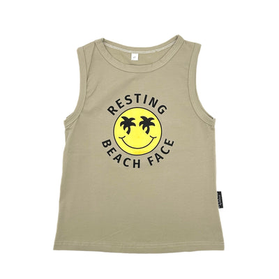 Resting Beach Face Muscle Tanks